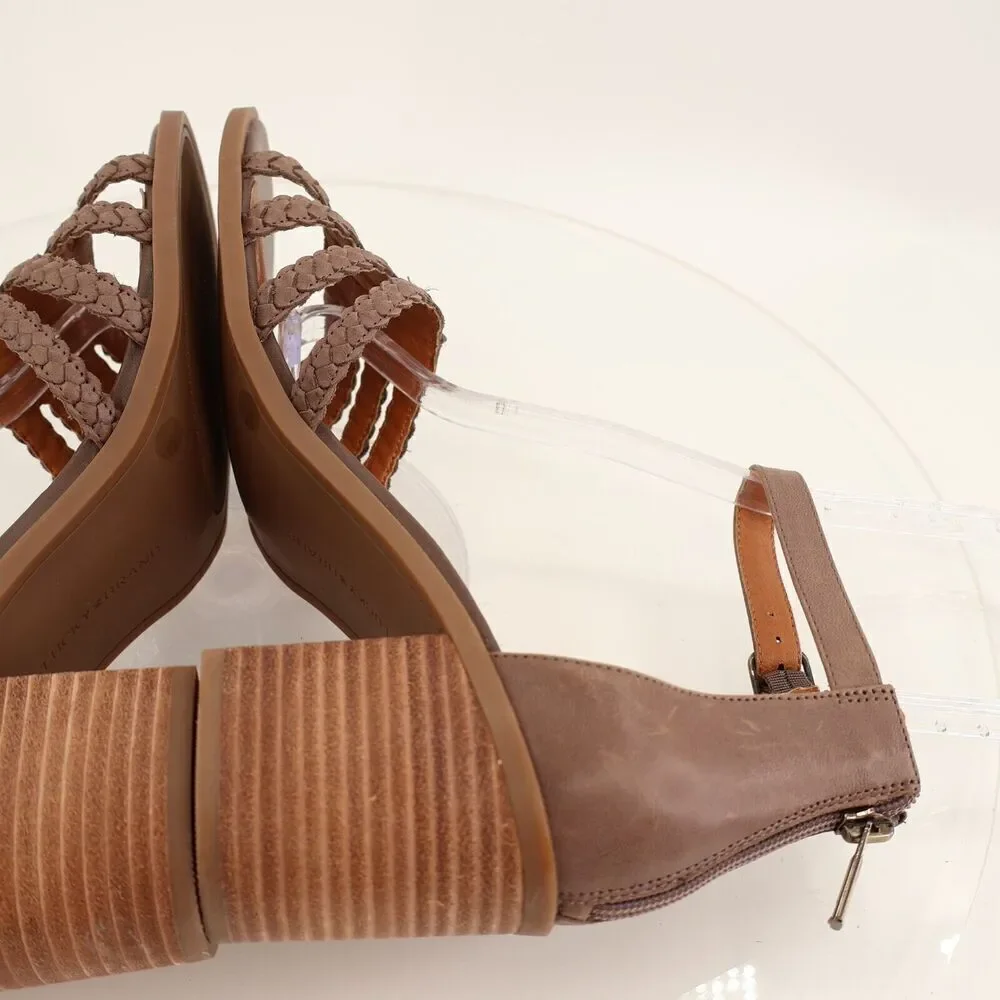 Lucky Brand Tasmina Women's Leather Ankle Strap Block Heel Brown Size 11M